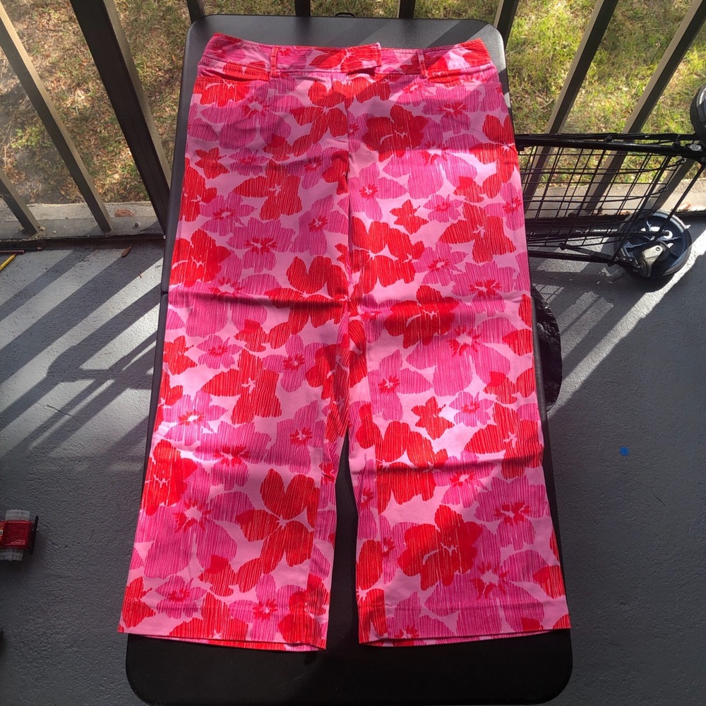 Versailles Pink floral capri business pants